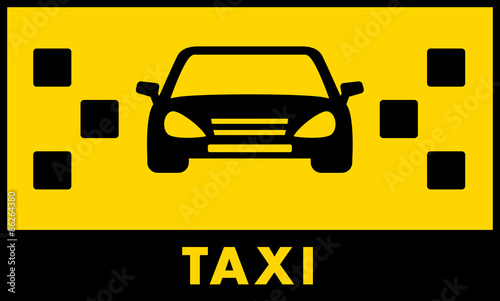 taxi cab icon with car and yellow backdrop