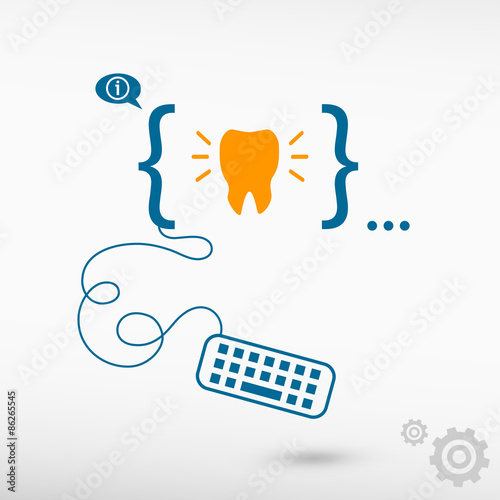 Tooth icon and flat design elements