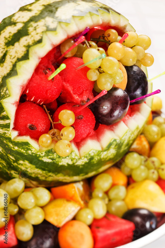 fruit salad in watermelon