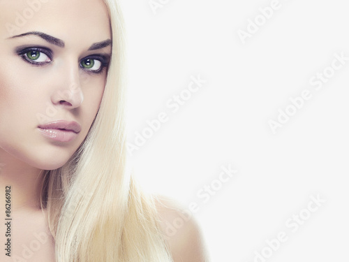 Young blond woman.Beautiful Girl.close-up fashion portrait