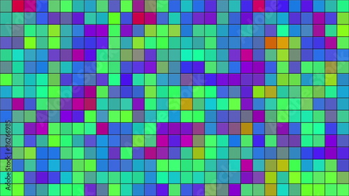 Computer generated abstract video animation of seamless loop mosaic random moving