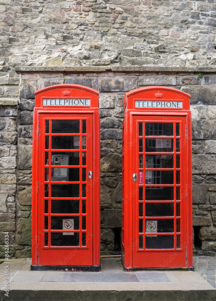 Classic red phone booths in Scotland Classic red phone booths in Scotland