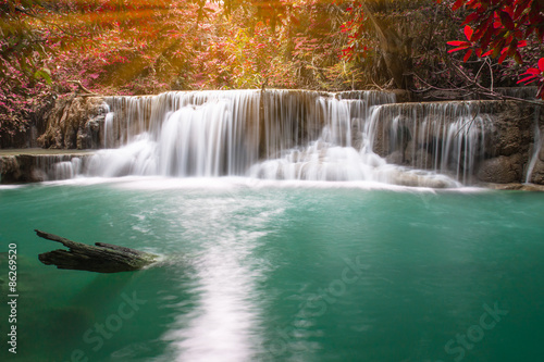 waterfall in autumn forest © saknakorn