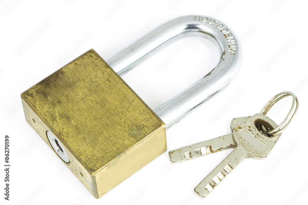 The lock and key on white background The lock and key on white background