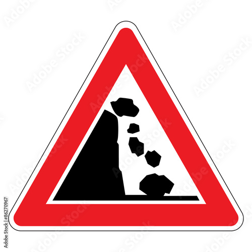 Loose slope, rockfall sign