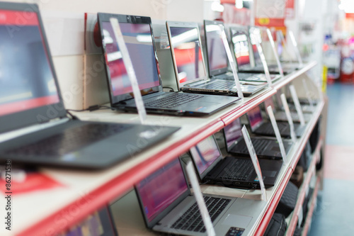 sale of laptops in store