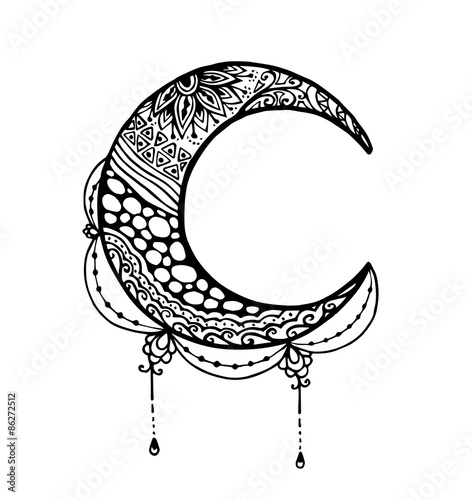 Vector of Moon in zentangle style
