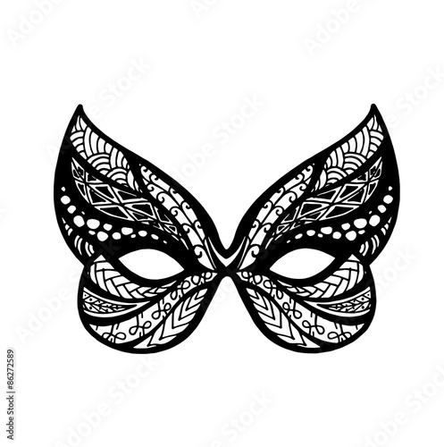 Vector of festive carnival mask in zentangle style
