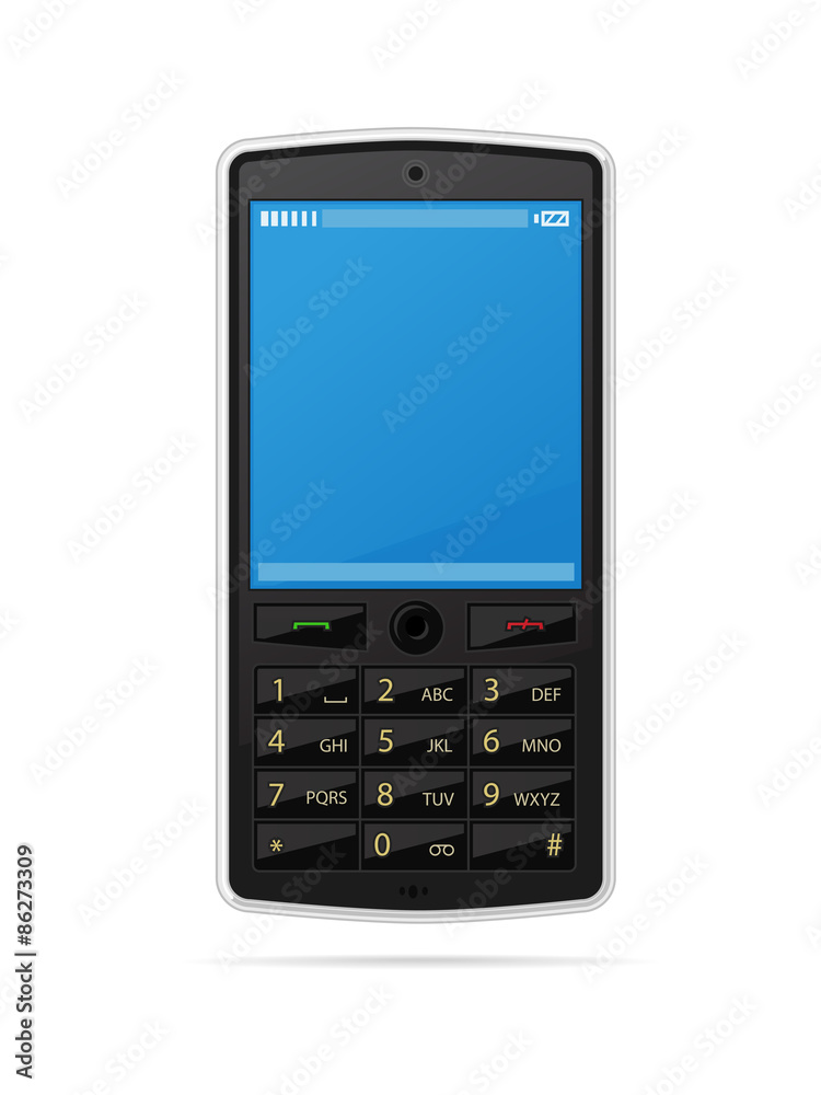 Classic old style cellphone vector illustration isolated on white Classic old style cellphone vector illustration isolated on white