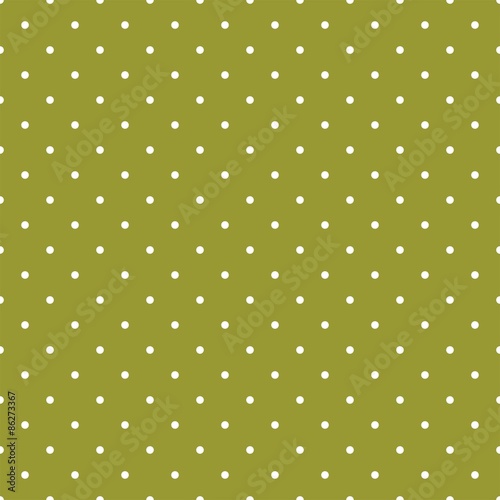 Tile spring vector pattern with white polka dots on green background