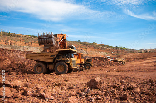 Big mining truck at work site coal transportation