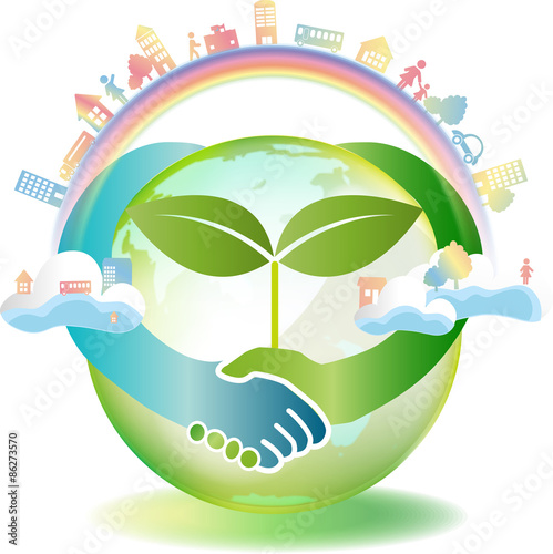 手をつなぐ地球 と双葉