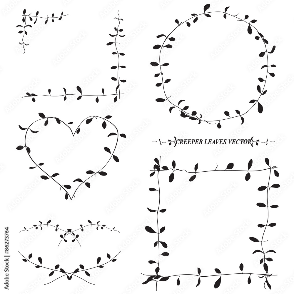 black silhouettes leaf and vine plant