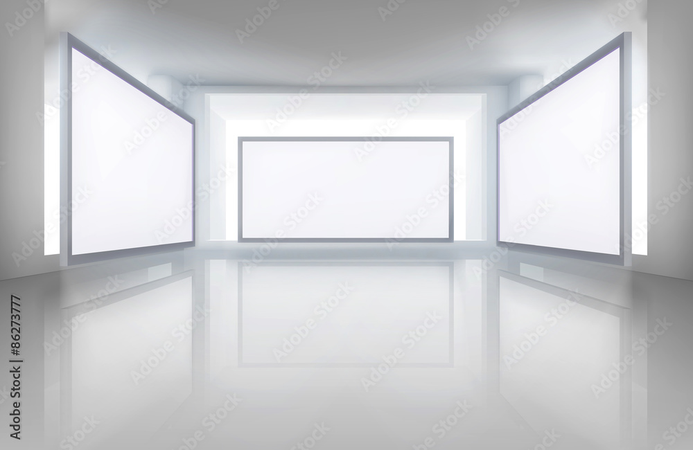 Pictures in art gallery. Vector illustration. Pictures in art gallery. Vector illustration.