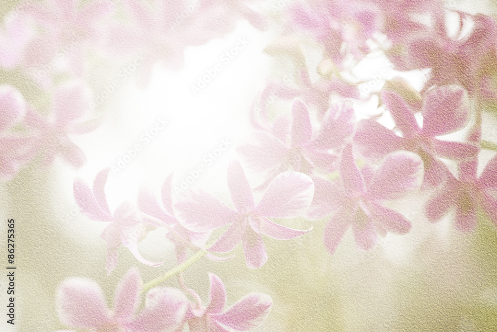 pink orchid on mulberry paper texture for background