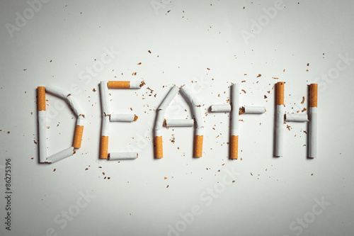 word DEATH, made of cigarettes