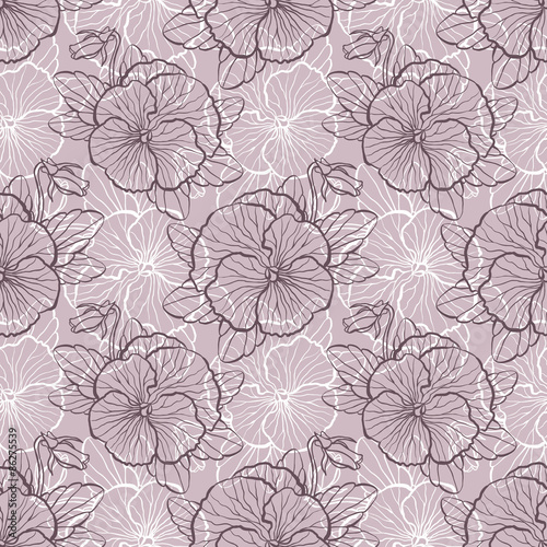 Seamless pattern with pansy
