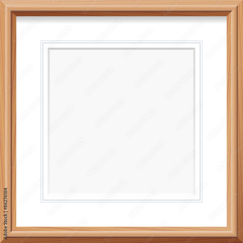 Wooden frame with square mat and french lines. Vector illustration. Wooden frame with square mat and french lines. Vector illustration.