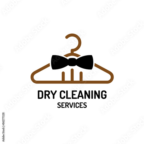 Dry cleaning service logo template. Hanger with bow tie concept.
