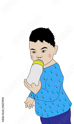 Niño con biberón.