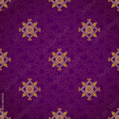 Fine seamless vector pattern with golden decor.