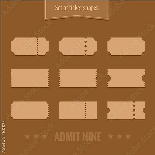 Set of vector ticket shape silhouettes template photo