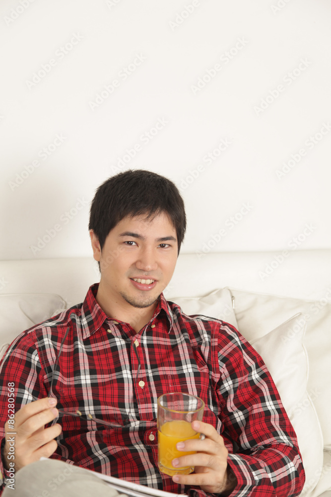 Man drinking a juice Man drinking a juice