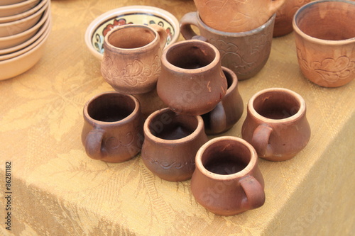 ecological clay pottery ceramics sold in market