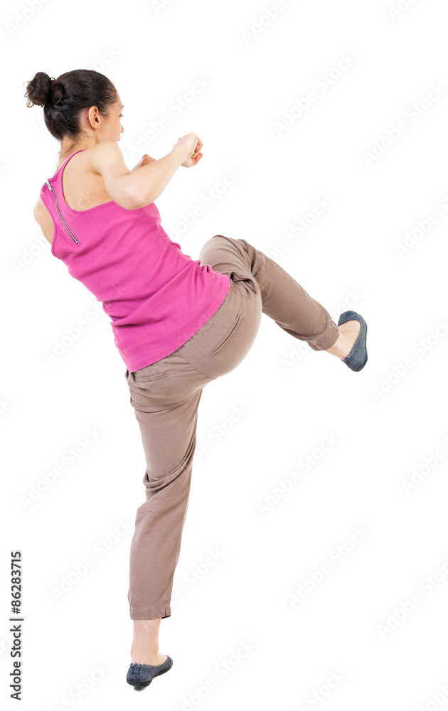 skinny woman funny fights waving his arms and legs. skinny woman funny fights waving his arms and legs.