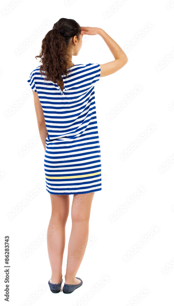 back view of standing African-American woman back view of standing African-American woman