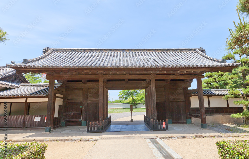 Genkansakigomon Gate of Marugame castle, Japan. National Histori