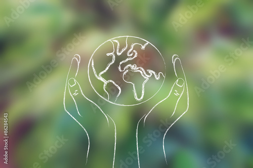 Fototapeta Naklejka Na Ścianę i Meble -  hands holding planet earth