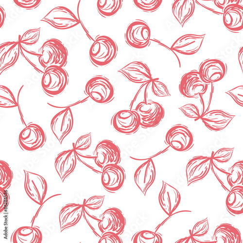 seamless pattern cherry hand-drawn