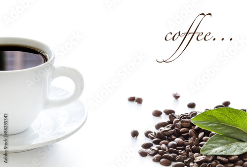 Cup of coffee on white background