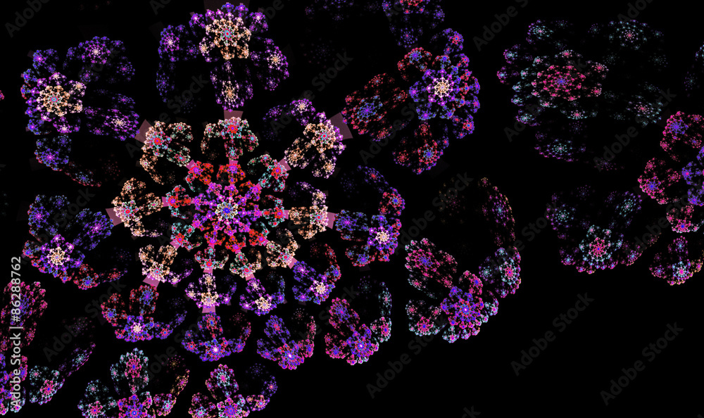 fractal  fireworks over a black background