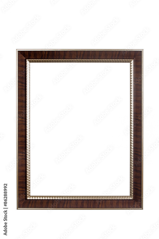 Ancient wooden photo frame isolated on white background. Ancient wooden photo frame isolated on white background.