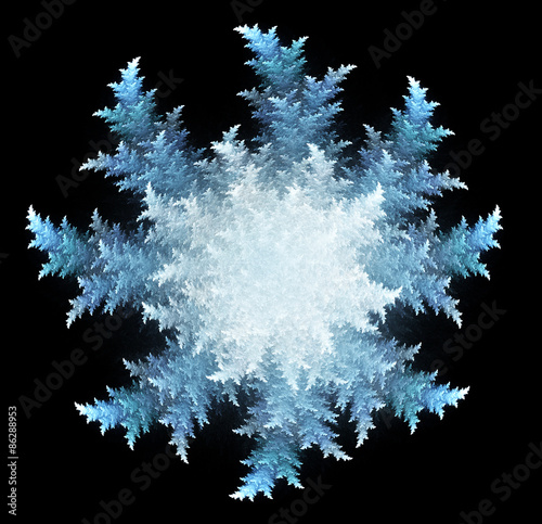 fractal three-dimensional a snowflake on a dark background