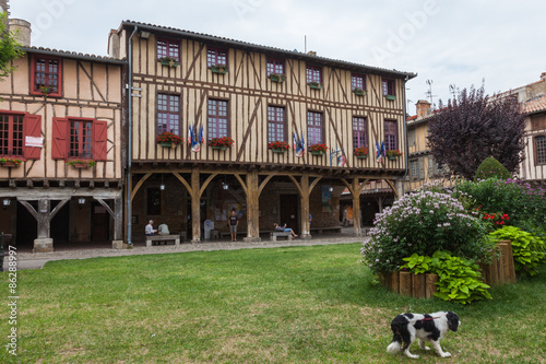 Wooden houses on the square in Mirepoix photo