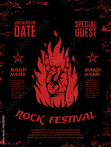 Grunge, rock festival poster.