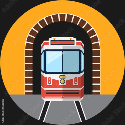 Railway Tunnel .Vector Flat Illustration