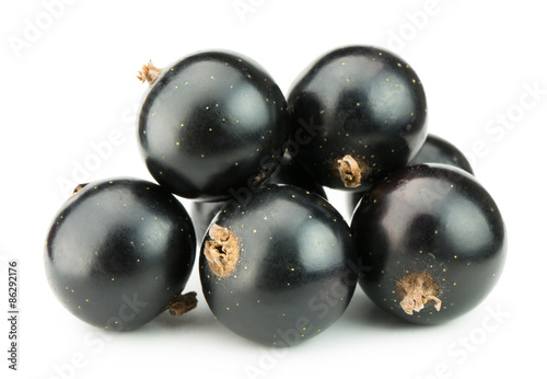 Black currants isolated on white