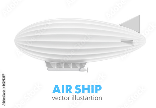 vector illustration of white air ship isolated on white