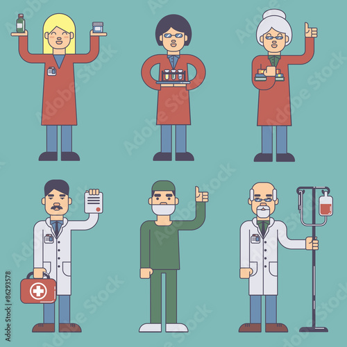 Set of flat style vector medical staff