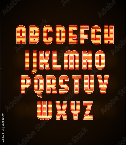 vector illustration of Illustartion of retro glowing font
