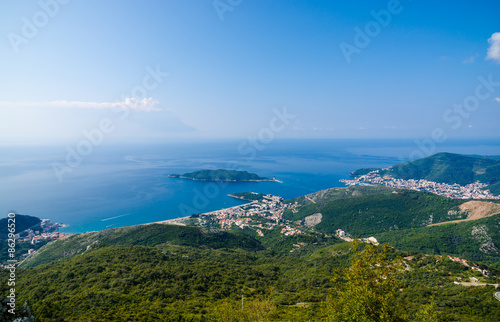 Top view of the seacoast of Budva, Montenegro.