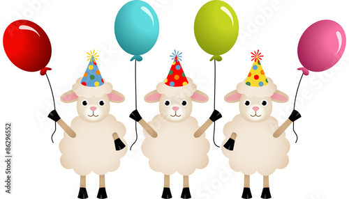 Birthday sheeps with balloons