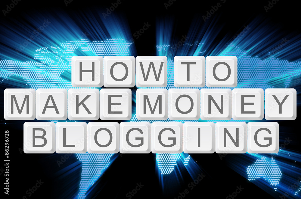 how to make money blogging keyboard button with world background