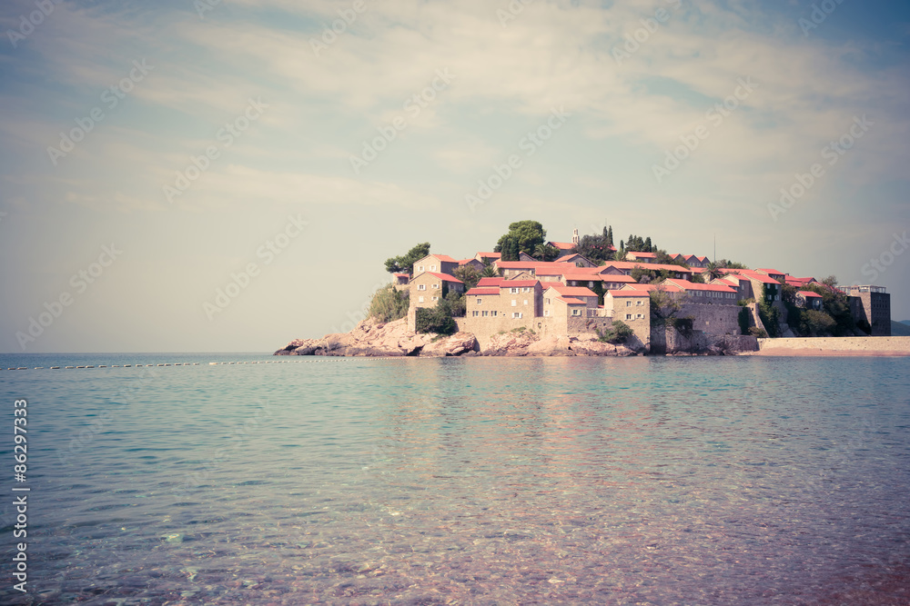 Sveti Stefan island in Montenegro, Balkans, Adriatic Sea.