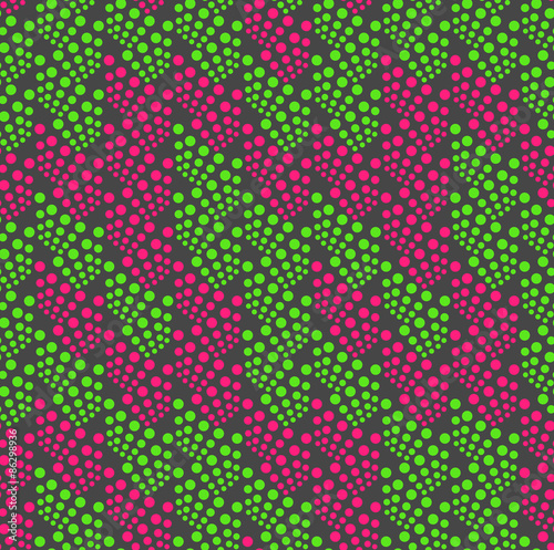 Colored geometrical pattern with green and pink dotted texture