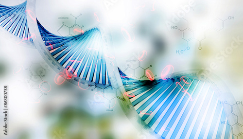Digital illustration of DNA structure in background